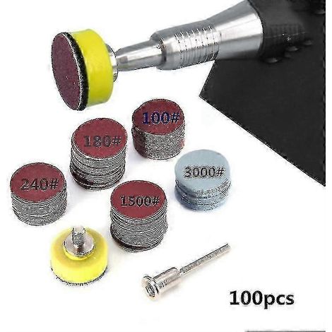 HONORNIC - Ensemble de 100 disques de papier de verre de 1 pouce (25 mm), grain 100-3000, pour outils rotatifs Dremel. (1/4)