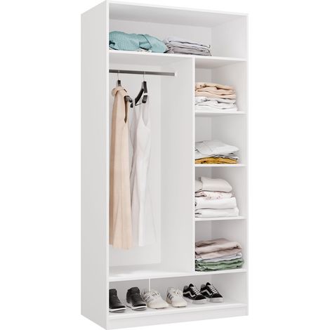 OPENO 1W6P - Armadio Modulare con barra e mensole per camera da letto - 100x200x50 cm - BIANCO (1/5)