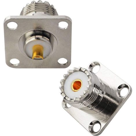 UHF Femelle SO239 Connecteur de Montage sur Châssis à 4 Trous Adaptateur de Montage sur Panneau à Bride Connecteur UHF Femelle Châssis Connecteur SO239 pour Fiche UHF Mâle PL259 (1/5)