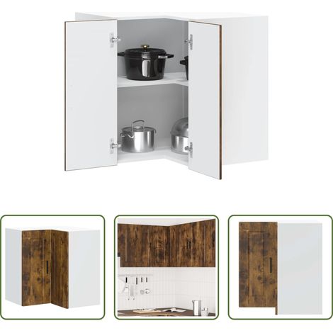 vidaXL Wandmontage - Küchen-Eckhängeschrank Porto Räuchereiche Holzwerkstoff (1/5)