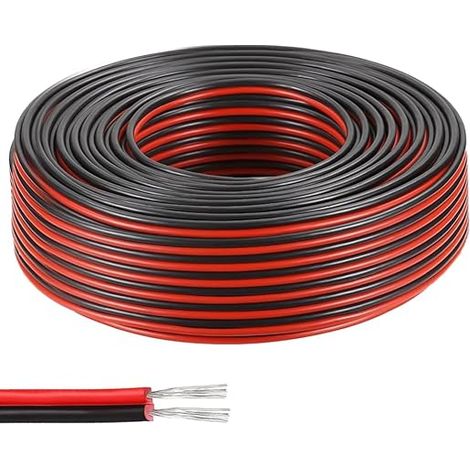 22AWG Electric Wire, 30M 2 Wires 0.3mm² 2 Stranded Tinned Copper Red And Black Flexible Electrical Cable Extension Cable Cord 12V LED Strip Electrical Cable (1/5)