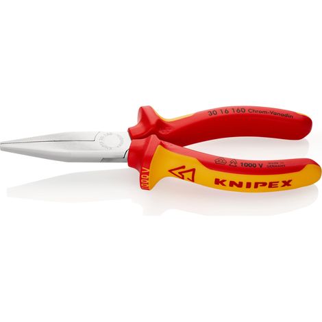 KNIPEX 30 16 160 Pince à becs longs isolées par gaines bi-matière, certifiées VDE chromée 160 mm