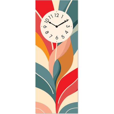 Lupia - Orologio da Parete in Legno ecologico, con stampa FLORAL COLORED, 30x80 cm, Made in Italy, Movimento a Quarzo, Alimentato a Batteria non inclusa, Adatto a Tutti gli Stili di Casa (1/4)