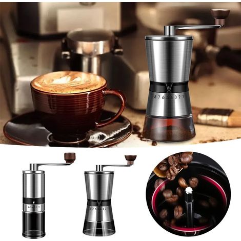 Moulin à café manuel en acier inoxydable avec mouture réglable pour expresso, cafetière à piston et café filtre, idéal pour la maison, le bureau et les voyages.-AquaForge (1/5)