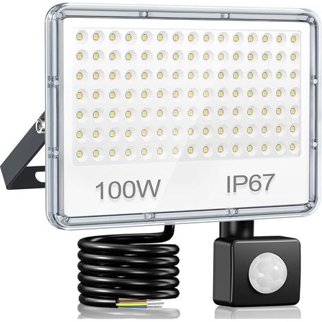 Projecteur LED Exterieur Detecteur de Mouvement 100W - Spot LED Extérieur Detecteur de Mouvement 10000LM 6500K, IP67 Etanche Eclairage pour Jardin Patio Garage (1/5)