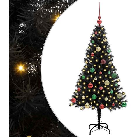 Albero di Natale Albero natalizio Albero festivo con 150 LED con supporto Nero 150 cm PVC (1/5)