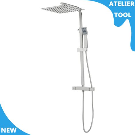 ATELIER Kit de douche en acier inoxydable 304 réglable de hauteur du système de douche thermostatique G1/2'' avec pulvérisation à la main (1/5)