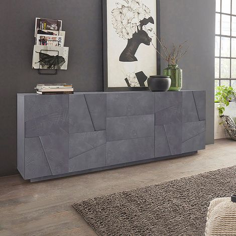 Mueble salón aparador diseño 4 puertas 3 cajones 220 cm pizarra Ping Wide (1/5)