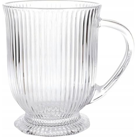Mug en verre sur pied pour café latte, rainuré, 500 ml, 1 pièce. Selena (1/2)