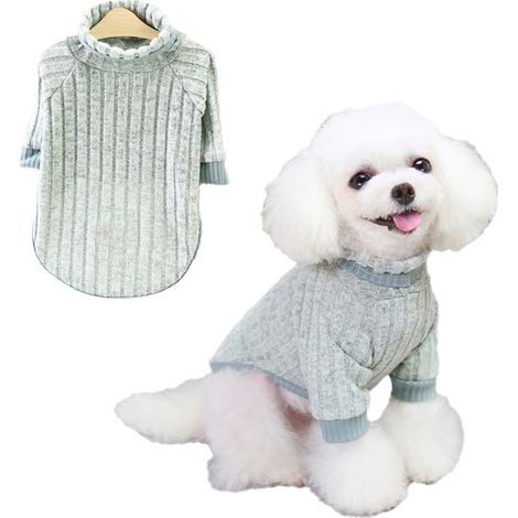 Vêtements pour chiens, vêtements doux pour animaux de compagnie, chemise en polaire chaude, pull en tricot pour l'hiver pour petits et moyens animaux de compagnie (vert)