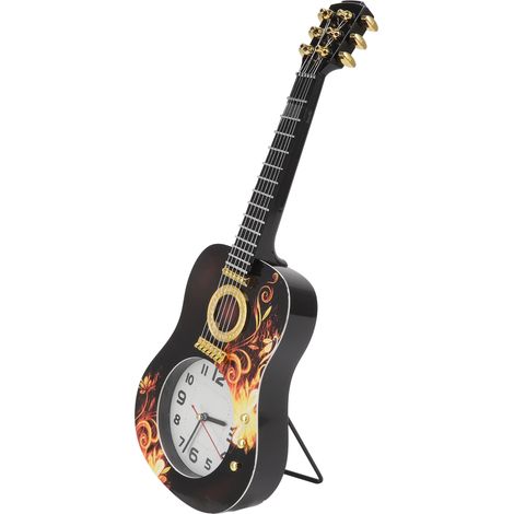 Horloge murale silencieuse en forme de ukulélé, réveil décoratif pour chambre, dortoir d'étudiant, bureau, Ukulélé 5681CC (46 x 17 x 4,5 cm / 18,1 x 6,7 x 1,8 po) (1/5)