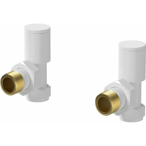 Galiflo White Angled Radiator Towel Rad Valve Pack 15mm Manual Modern (1/3)