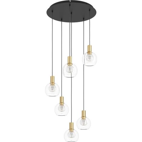 [GEBRAUCHT] B-Ware LED Pendelleuchte dimmbar Terque Hängelampe 6-flammig schwarz Ø60cm 3060lm (1/2)