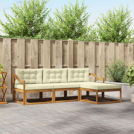Outdoor-Sofagarnitur mit Kissen 4 pcs Natur und Creme (1/5)