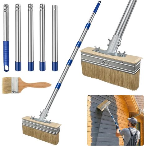 Balai à manche long 150 cm, 3 brosses pour terrasse (1/5)