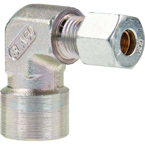 Schneidringverschraubung Typ WAI - 90° Winkel - Verschraubung Ø 8 mm x 1/4 Zoll IG, Stahl verzinkt, Schneidring Messing (1/5)