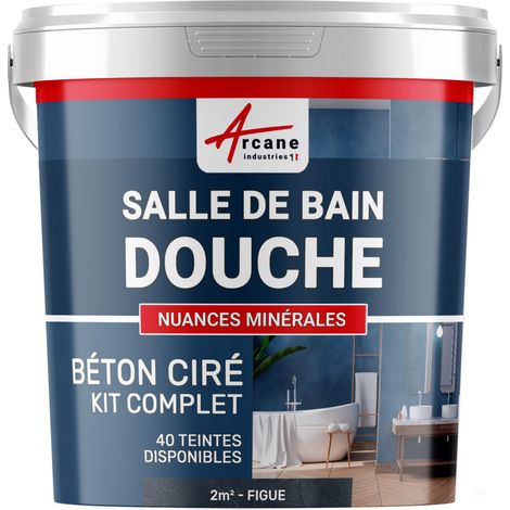 béton ciré salle de bain, douche italienne, pièce d'eau, kit beton cire, salle de bains,  douche italienne - 2 m² (en 2 couches) Figue - ARCANE INDUSTRIES