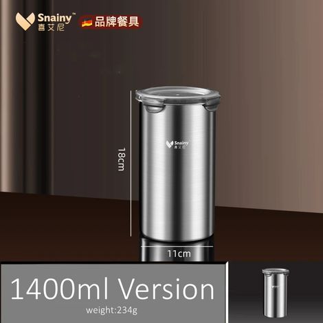 (1400 ml) Boîte à thé ronde en acier inoxydable 304 pur, ultra-épaisse et résistante aux chocs, certifiée LFGB, pour la conservation du thé. Organisateur de réfrigérateur de 400 ml. (1/5)