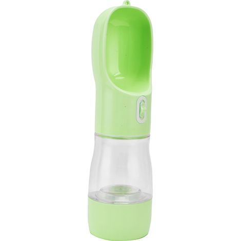 2-in-1 Haustier-Trinkflasche, tragbar, auslaufsicher, Hundefutterbehälter für Reisen im Freien, Grün (1/5)