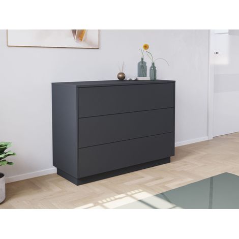 Sideboard Kommode Hero B stehend 100cm 3 Pushauszüge Grafit (1/5)