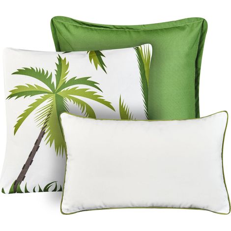 Set of 3 Outdoor Cushions SEASIDE Plant Pattern Green (1/5)
