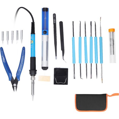 Kit de fer à souder avec fer à souder électrique, pointes de soudage et prise américaine pour les bricoleurs. (1/5)