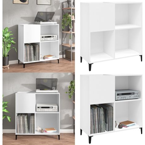 Plattenschrank Weiß 84,5x38x89 cm Holzwerkstoff - Plattenspeicher - Vinylregal - HiFi Regal - Wohnzimmerschrank - Sideboard - Home & Living (1/5)