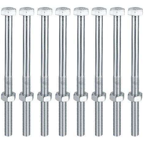 8 boulons et écrous M10, boulons hexagonaux M10 x 160 mm avec écrous, vis à métaux, vis hexagonales en acier inoxydable (1/3)