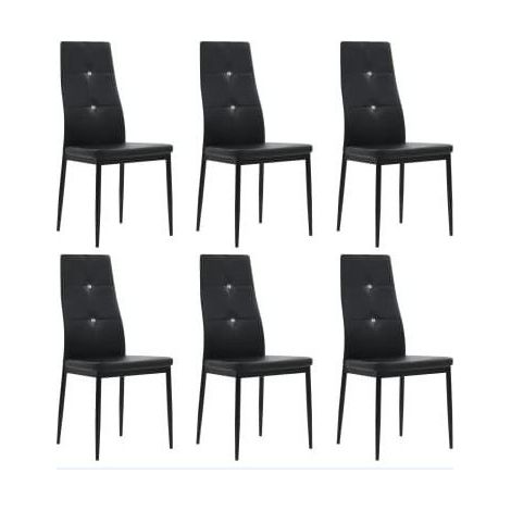 Chaise à manger similicuir noir et pieds métal noir Mikarel - Lot de 6 (1/5)