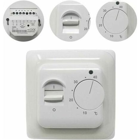 Tigrezy Thermostat de chaudière　Manuel Thermostat d'ambiance Chauffage au Sol Electrique avec sonde AC 220V 16A, Régulateur de Thermostat Plancher Chauffant Mécanique [Classe énergétique A+++]