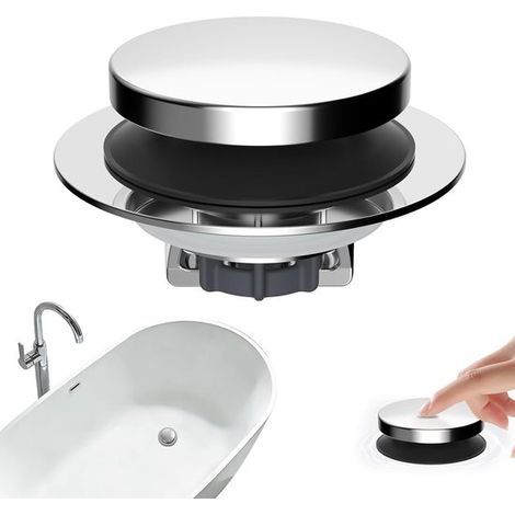 Bonde de baignoire 3 - Avec clapet et panier filtrant amovible - Taille universelle 3,9 - 6,1 cm - Laiton et acier inoxydable