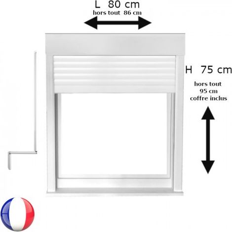 Fenêtre PVC 1 vantail oscillo-battant avec volet roulant manivelle H 75 x L 80 cm pour pose en neuf - tirant gauche