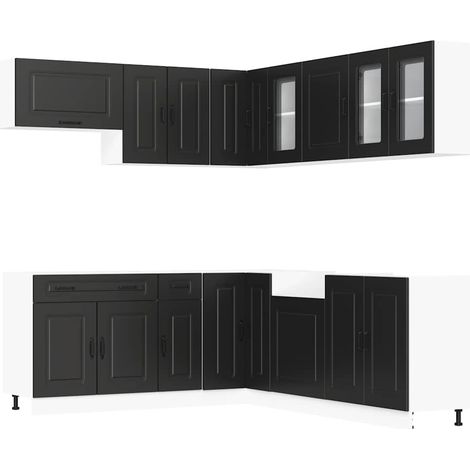 Maison Exclusive - Mueble de cocina Kalmar negra 11 piezas madera