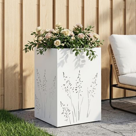 vidaXL Macetero de Jardín Blanco 50 x 50 x 75 cm (1/5)