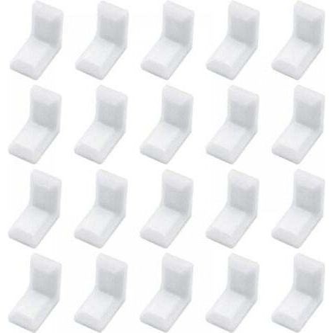 Lot de 40 équerres d'angle en forme de L avec couvercle en plastique blanc pour armoire, étagère (1/5)