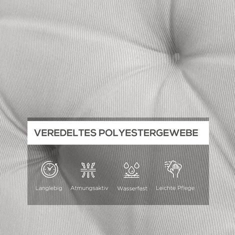 Coussin pour banquette 3 places 150 x 98 x 8 cm, avec sangles, pour salon de jardin, balancelle Hollywood, gris clair (1/4)