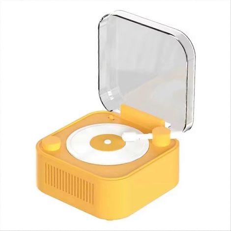 Platine vinyle vintage, enceinte Bluetooth sans fil, longue autonomie, mini boîte à musique décorative jaune (1/5)