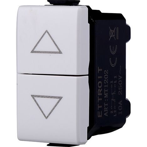 ETTROIT MT1204 Interruttore doppio interbloccato saliscendi tapparella 1P 10A Compatibile Bticino Matix