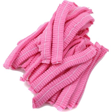 Gorros desechables, protección contra el polvo, prácticos y multiusos, color rosa. (1/2)