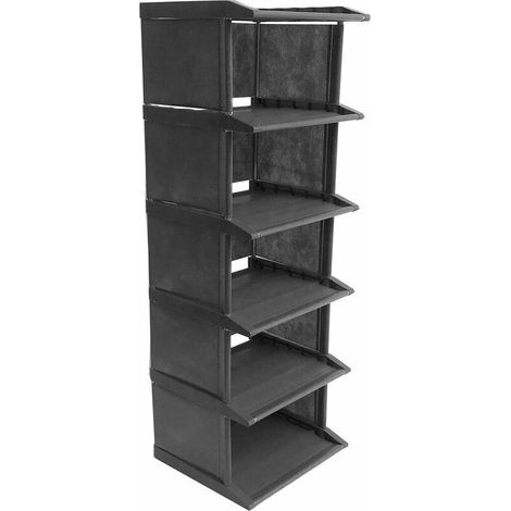 Armoire de rangement sur pied détachable DIY Armoire de rangement divers Armoire à chaussures, gris 5 compartiments gris 5 compartiments (1/5)