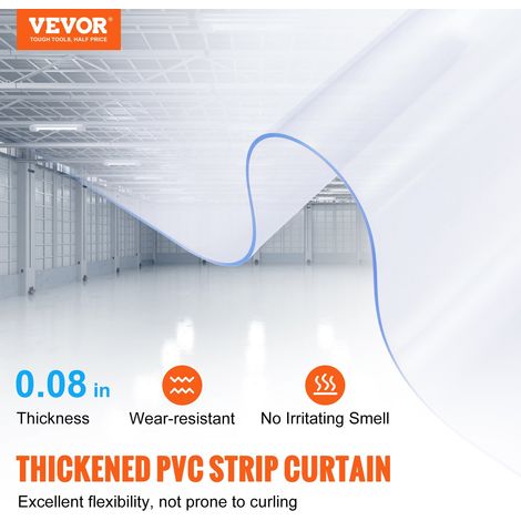 Rideau à Lanière PVC, 2500x20 cm, Rideau Lamelles Transparent, Rouleau Bande de Porte en Plastique Lisse Épaisseur 2 mm pour Portes… (1/5)