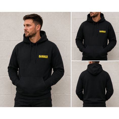 Dewalt Hoodie Black Workwear Pullover Front Pocket Stitched Logo - Extra Large