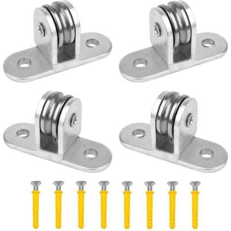 4 Pièces Poulies de Levage Mouflage pour Cable, 60mm Section Verticale Poulie Simple, Roulette Rail Portail Coulissan Acier Inox, Bloc de Poulie avec 8 Vis, pour Corde à Linge, Cordes (1/5)
