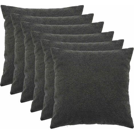 Federa 6 pcs HEERLEN Grigio Scuro 60 x 60 cm Bouclé vidaXL