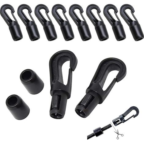 Crochet de corde en plastique, mousqueton pivotant, clip de déclenchement, 10 pièces, tendeur en caoutchouc, crochet accessoire pour corde élastique (1/5)