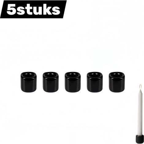 Lot de 5 - bougeoir - Bougeoir horloge en céramique - Mini bougeoir pour bougies chauffe-plat - Ambiance de prière et de Noël pour la maison - Décoration de Noël - Idée cadeau - noir (1/5)