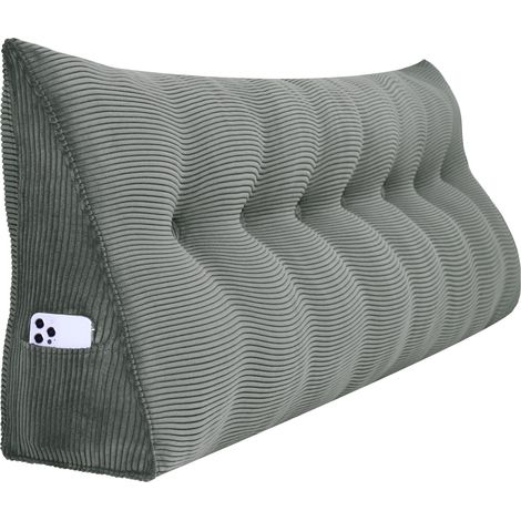 Coussin de lecture triangulaire en velours côtelé – Support dorsal ergonomique 200cm – Idéal pour canapé et lit – Confort optimal – Vercart