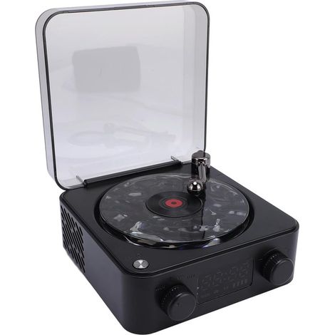 Altoparlante Bluetooth retrò, altoparlante Bluetooth portatile, altoparlante stereo con illuminazione effetto increspatura dell'acqua e display dell'ora, altoparlante Bluetooth in stile giradischi ret (1/5)