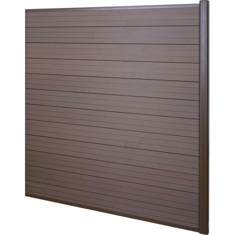 Valla cortaviento WPC Sarthe, poste de aluminio, elemento de prolongación, 1,85m marrón