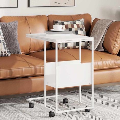 vidaXL Mesa auxiliar con ruedas madera ingeniería blanco 55x36x63,5 cm (1/5)